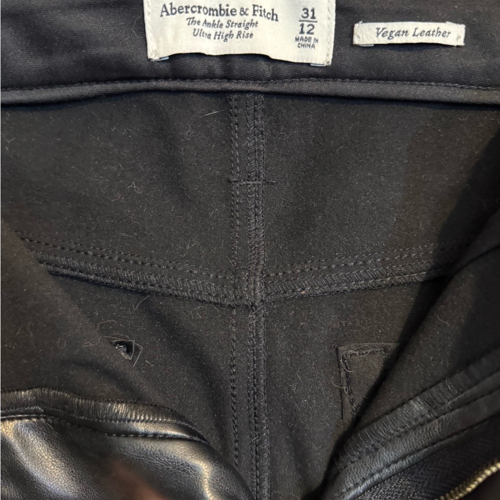 Abercrombie & Fitch Vegan Leather Ultra High Rise Ankle Straight Leather Pants - Picture 3 of 6